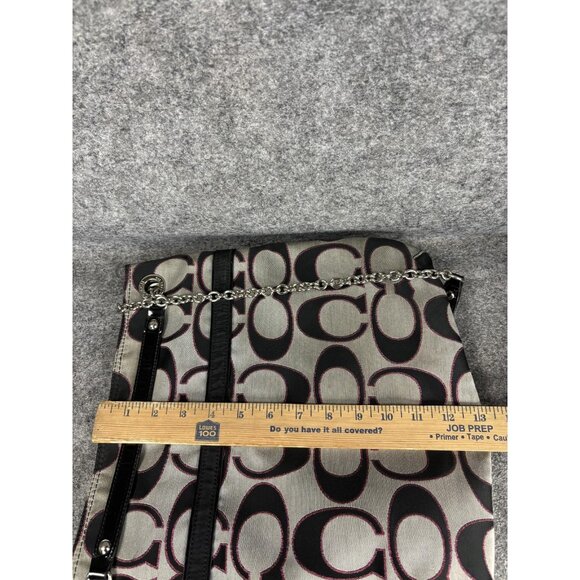 Coach Signature Chain Crossbody Bag Womens Gray Black Pink Logo Jacquard 21161 - Picture 4 of 8